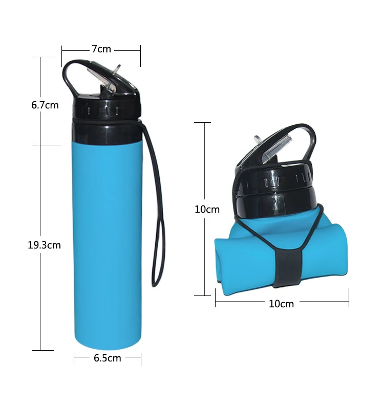 

Amazon Hot Selling Vaso Plegable Silicona Leakproof Silicone Collapsible Sports BPA Free Folding Water Bottle, Customized color