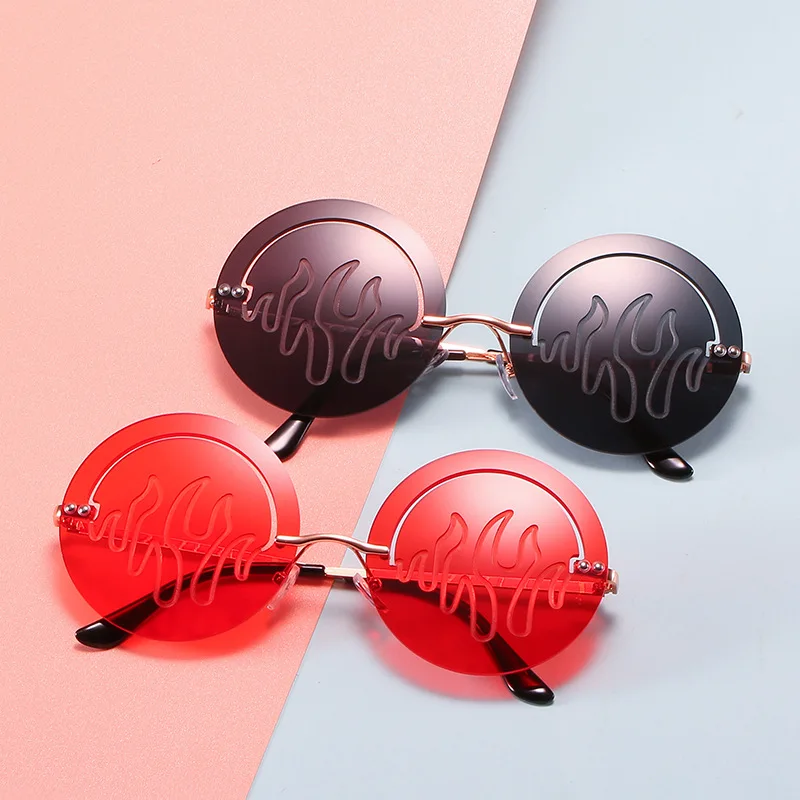 

DCOPTICAL 2021 New Fashion Round Hollow Out Retro Vintage Metal Sunglasses Wave Line Women Men