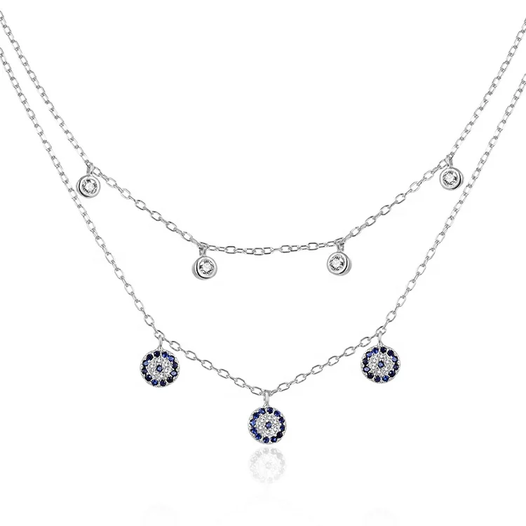 

POLIVA Custom Fashion Women Layer Evil Eye Necklace 925 Sterling Silver Jewelry