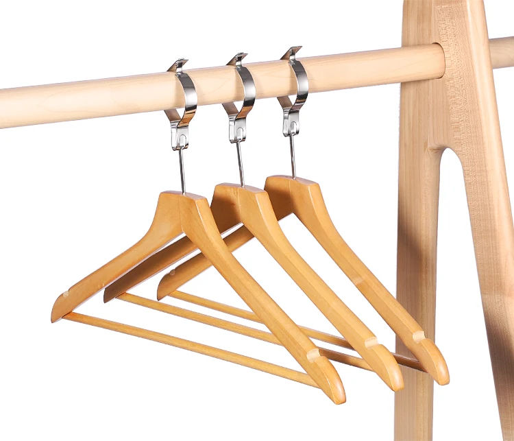 17.8in Small Wooden Coat Hangers Hotel Anti Theft Clothes Hangers