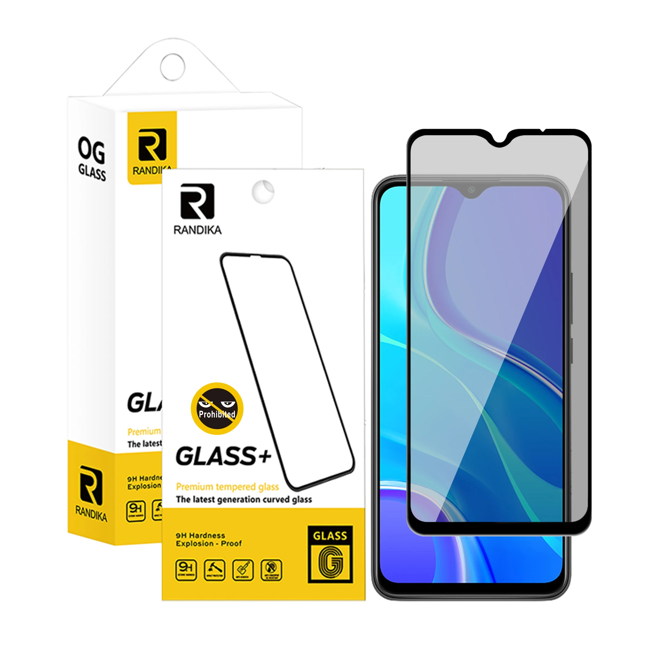 

For Redmi 9 9i 9Prime Waterproof 9H High Tempered Glass Privacy Screen Protector Film Anti-Scratch Anti-SPY