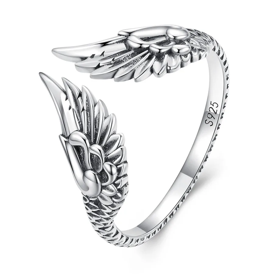 

HOT SALES 2023 Jiangyuan Wing Opening Ring 925 sterling silver classical design basic rings adjustable silver 925 jewelry