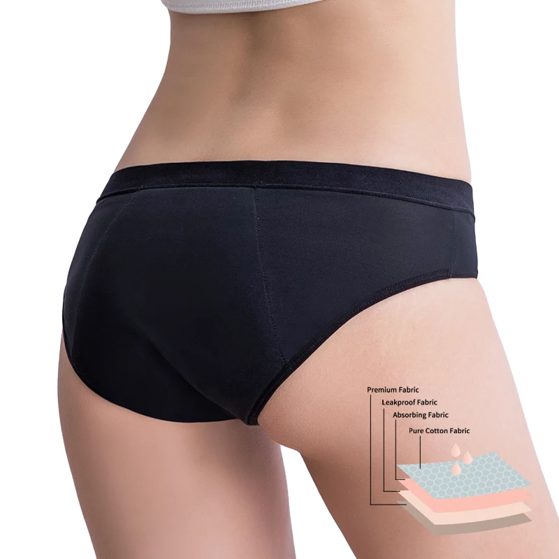 

Womens Menstrual Period Leakproof Calcinha Menstrual Absorvente Ropa Interior Mestrual Panies For Teens, Black