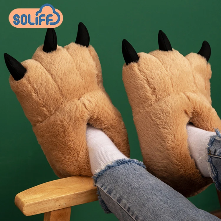 

new design cheaper popular cute bear paw slippers