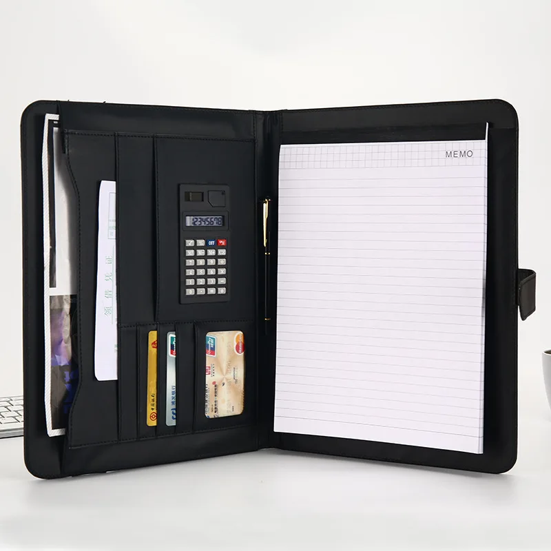 

2023 Hot Sale Design Document Folder PU Leather Zipped Ring Binder Conference Bag Business Briefcase