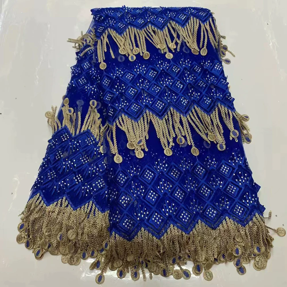 

Sinya Nice Tassel French net lace fabric with stones Beautiful Embroidery 3d Flower lace fabric for Bridal