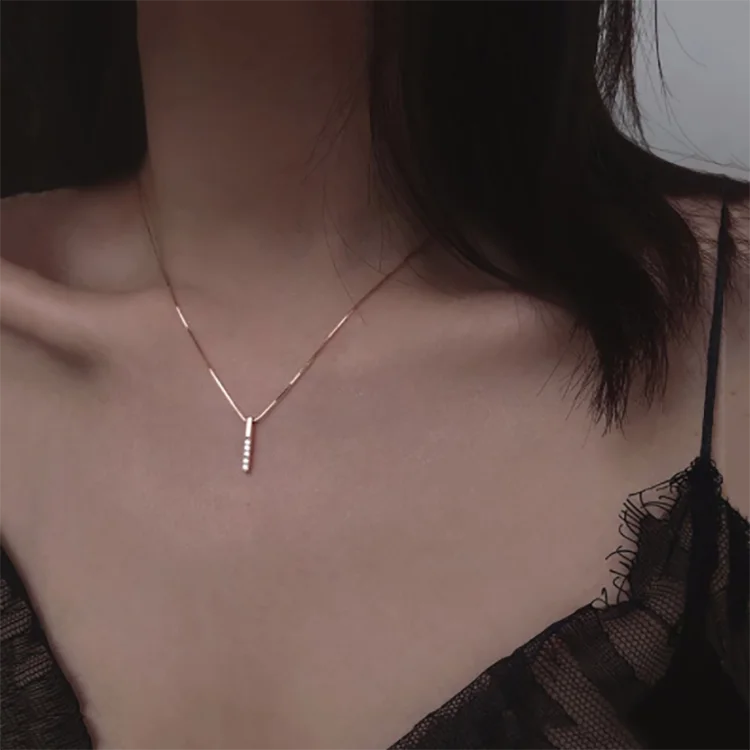

Simple Cubic Zircon Necklace Clavicle Chain Charm Necklace for Women