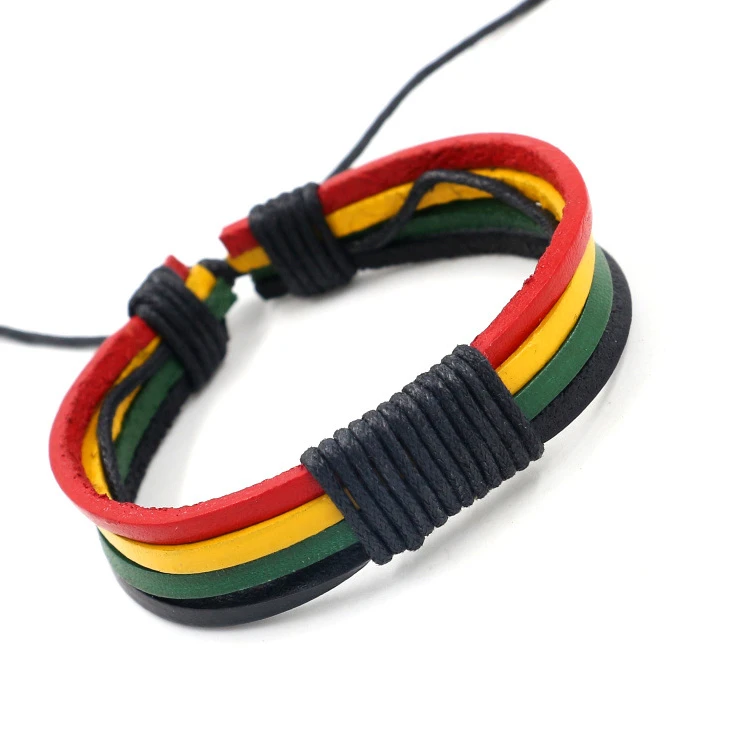 

Jamaica woven reggae leather bracelet