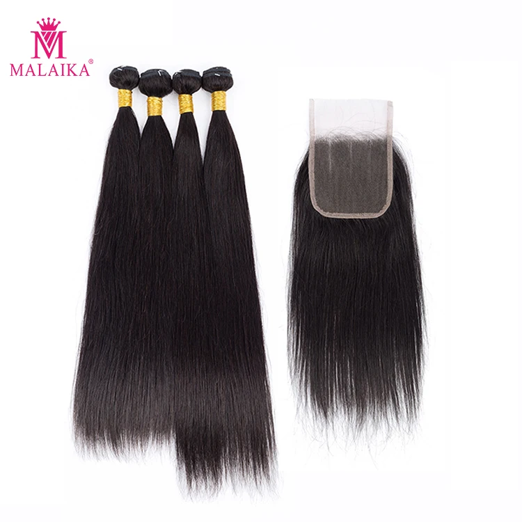 

MALAIKA Virgin Brazilian Yaki Human Hair Weave Remy Hair Extension, 1b#