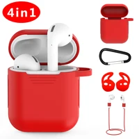 

Case For Apple Airpod strap Soft Silicone headphone Case Earphone accessories Protective wireless Cover 4in1 PCS