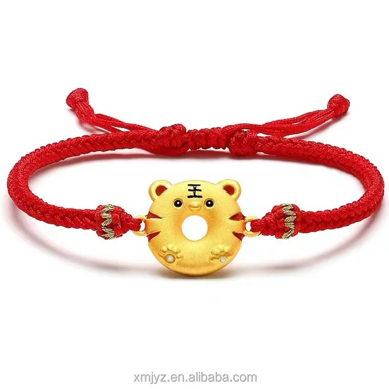 

Certified Gold Carrying Strap Donut Lucky Tiger Pure Gold 999 Diy Hand-Woven Water Shell Gold Wholesale