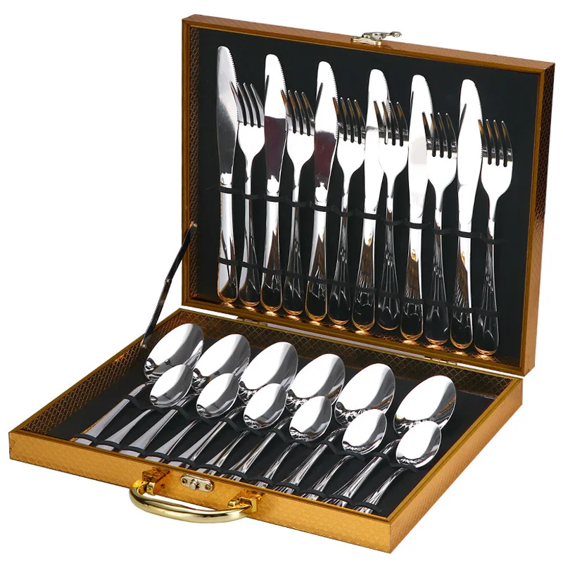 

Kitchen Bulk Silverware Wholesale Silver Flatware Fork Spoon Knife Stainless Steel Cutlery Set, Silver/gold/black