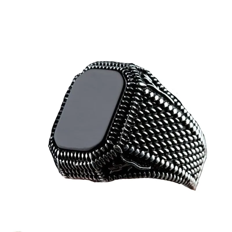 

Bijoux anillo bague schmuck Men's retro natural black square agate pattern jewelry fashion jewelry 20201 rings for man, Picture shows