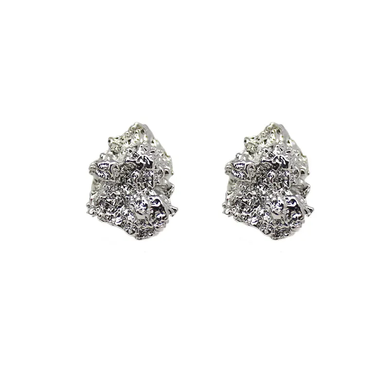 

Trendy Geometric Metal Lava Fold Texture Shaped Ear Stud Exaggerated Irregular Alloy Earrings Women Jewelry Accessories