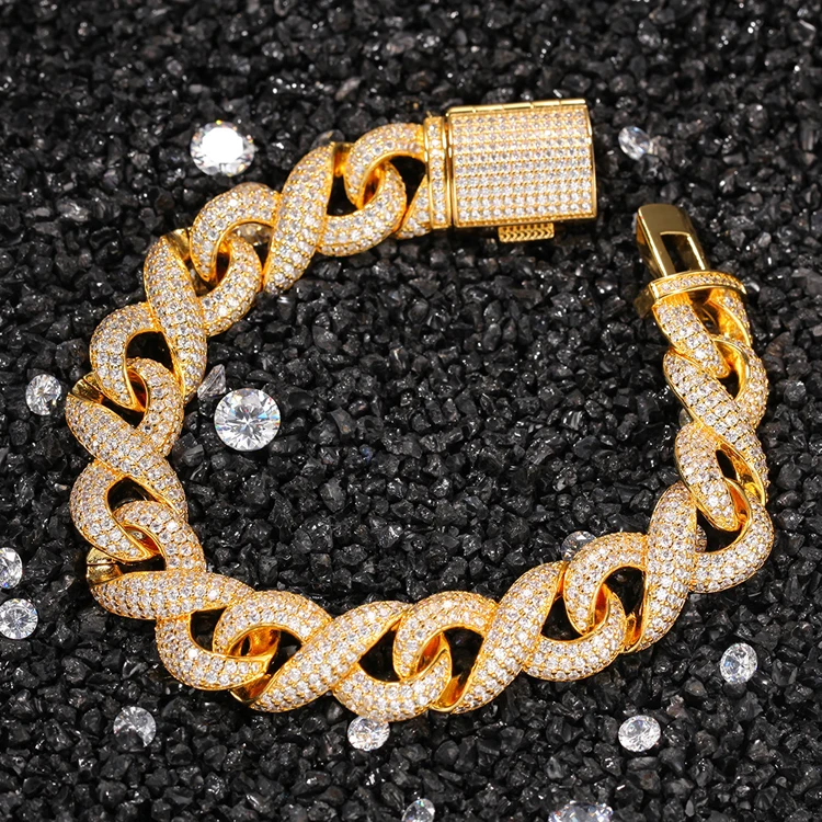 

Best Quality 14.5mm Gold Heavy Hip Hop Men Cuban Link Bracelet Diamond