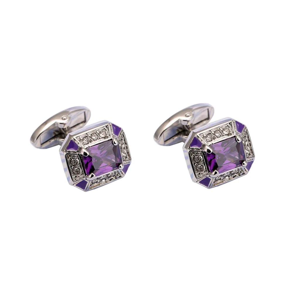 

Copper Alloy Jewelry France Style Sleeve Nails Shirt Button Purple Crystal Amethyst Cuff links Cufflinks for Fashion Suit Shirt