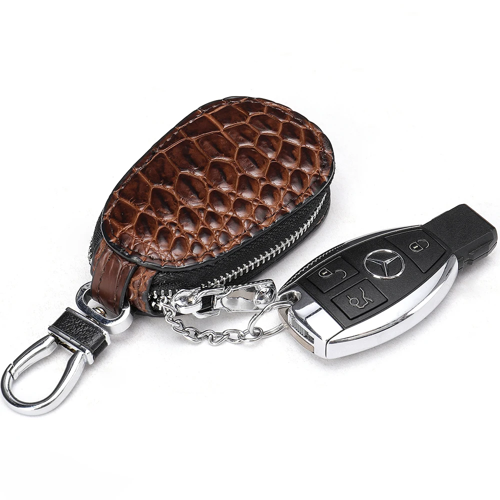 

Westal Real Crocodile Leather Car Key Wallets Fashion Holder Housekeeper Keys Organizer Double Zipper Keychain Case Key Pouch