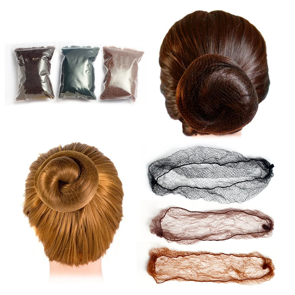 

Hair Net 100 Pcs 20 Inches Hair Nets Black Blonde Color Elasticity Invisible Elastic Mesh For Short Hair