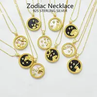 

High Quality S925 Sterling Silver Natrual Oysters Gold Shell Zodiac Necklace For Women