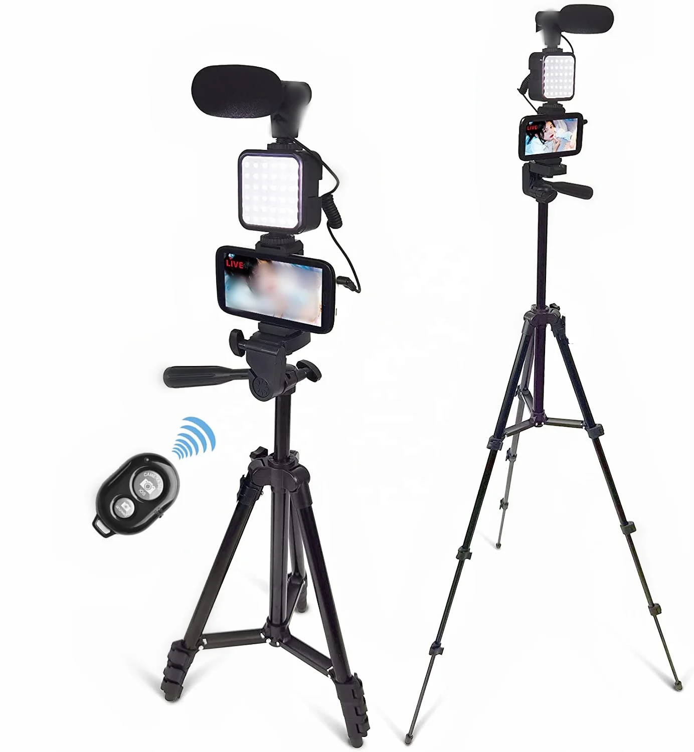 

New smartphone vlog kit live streaming microphone video led ring light with tripod vlogging kit