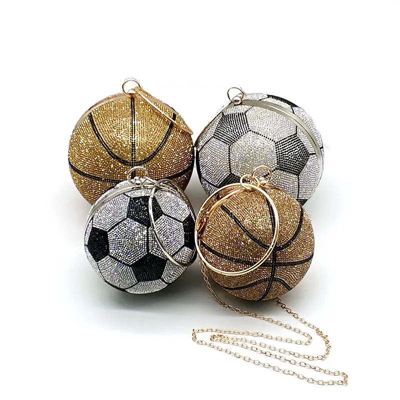 
NEWEST women evening party diamonds purses BASKETBALL SOCCER BALL SPHERE football clutches funny crystal bag 