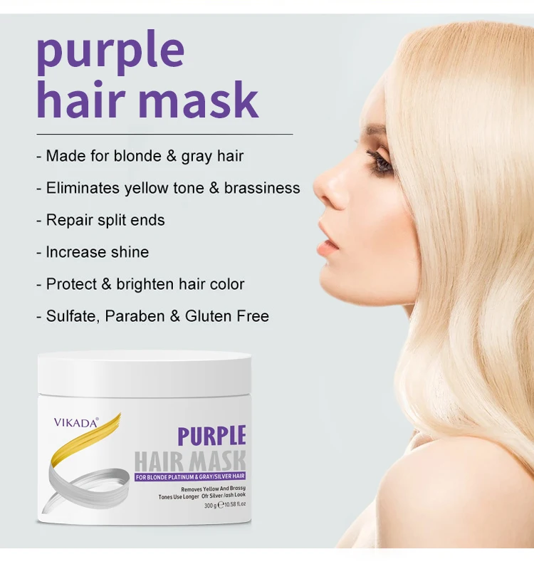 

Hot Sales Private Label Organic Hair Care Purple Hair Mask Anti Yellow Silver Shampoo