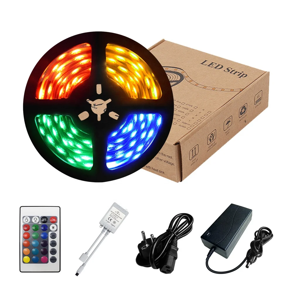 

Online Hot Selling RGB Led Strip Kit Lighting RF Controller DC12/24V 7.2W 30leds/m SMD5050 Flexible Led Strip Light Suit