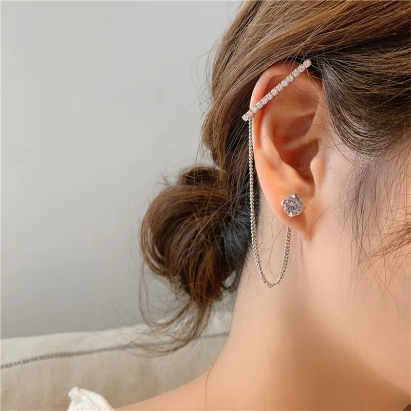 

fashion trendy crystal cuff 2021 tassel earrings
