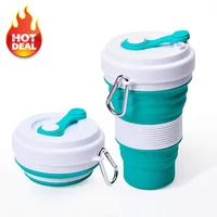 

Collapsible Silicone Coffee Cup Reusable Folding Water Cup Mug with Lid