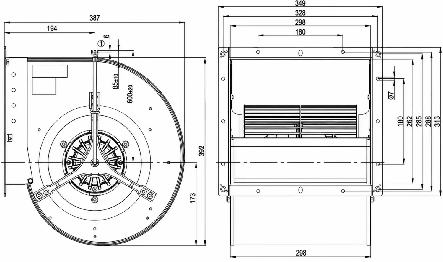 Centrifugal Fan, D4E250-CA01-01, 230V, Aluminum, IP20 - detail 12
