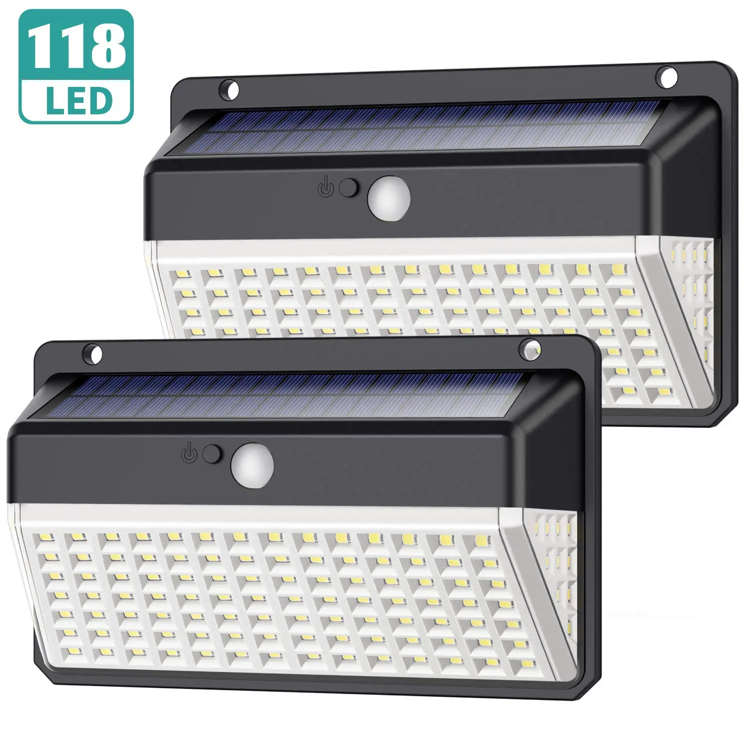Solar Lights Outdoor 118 LED Solar Security Sensor Lights Wide Angle Solar Waterproof Wall Lights with 3 Modes for Outside