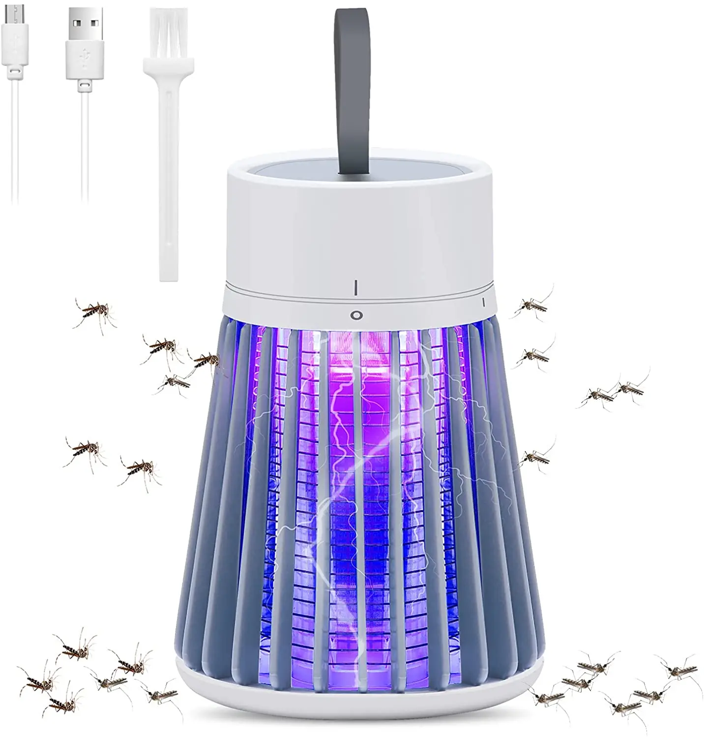 

Bug Zapper Rechargeable Mosquito and Fly Killer Indoor electric shock Light UV Killing Lamp Portable USB LED for indoor, Gray/pink/green