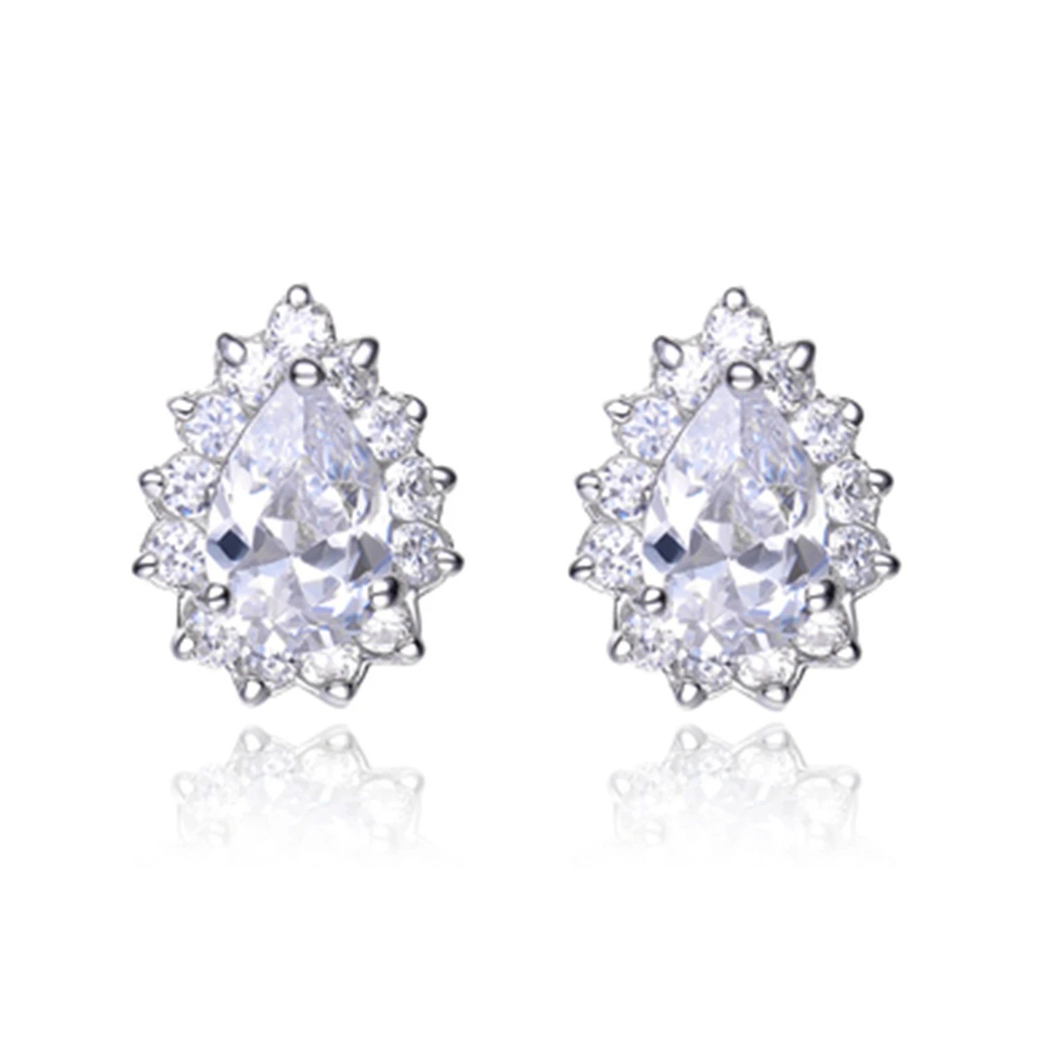 

Ready To Ship Wholesale Jewelry Bridal Earrings Cubic Zirconia Rhodium Plated Sterling Silver Stud Earrings