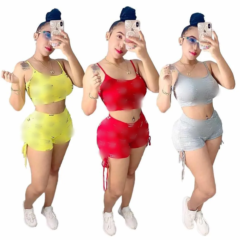 

Truen 2022 High Quality Biker Jogger Crop Tank Top Two Piece Short Pants Set Clothing Summer Outfit Sleeveless 2 Piece Set Women