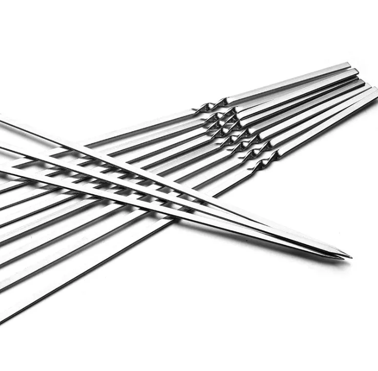 

Easy Cleaning Skewers High Polishing BBQ Grill 304 Stainless Steel 10pcs Skewers Set Kit