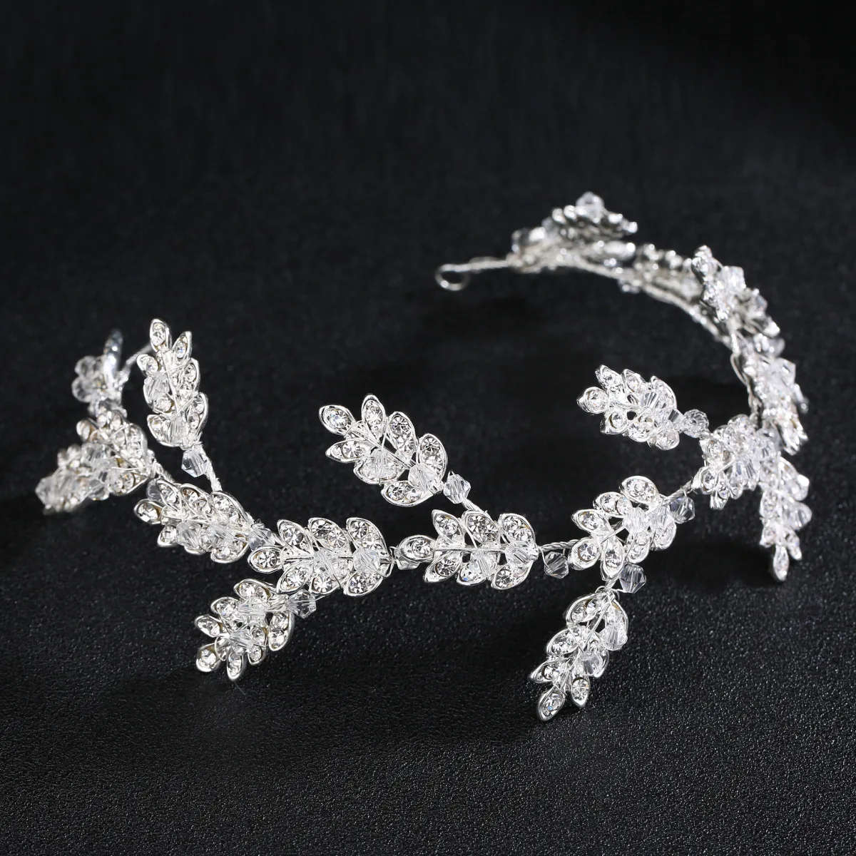 

Wholesale Women Fashion Headpieces White Color Rhinestone Branch Handmade Bridal Hair Band Head Accessories Wedding Jewelry, Gold silver color