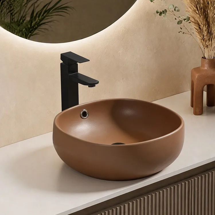 colored-porcelain-bathroom-sinks-9848-MT-005-macro-texture-matte-camel-glaze-chrome-overflow colored-porcelain-bathroom-sinks-9848-MT-005-macro-texture-matte-camel-glaze-chrome-overflow
