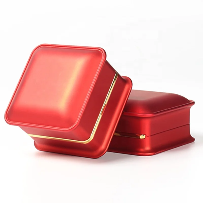 

New Style Fashion Luxury high quality Plastic Wedding Ring Box Necklace Pendant Jewelry Box With LED Light 2colors For Lover, Customized color