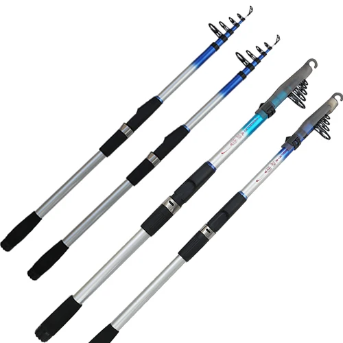 

Songhe in stock Fishing Pole spinning Rod Telescopic carbon FRP Rod Ultra Light carp Rod, Silver+blue