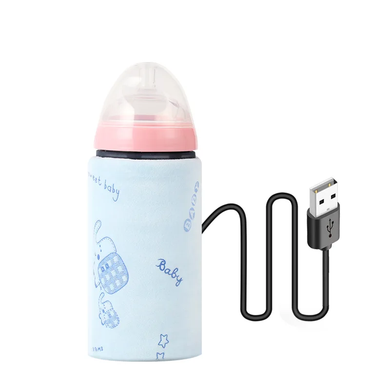 

Travel Stroller Bag USB Milk Water Warmer Insulated Bag Baby Nursing Bottle Heater, Pink/blue