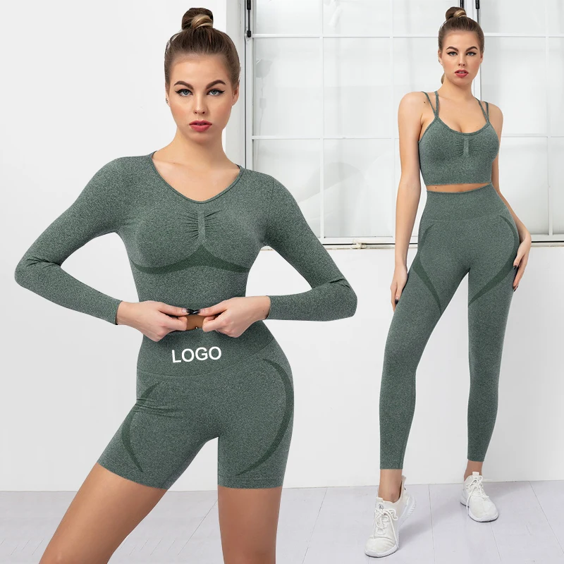 

Yoga Set 5 Piece Sports Suit Female Workout Clothes Sports Bra+High Waist Gym Shorts Running Women Sportswear, As pictures