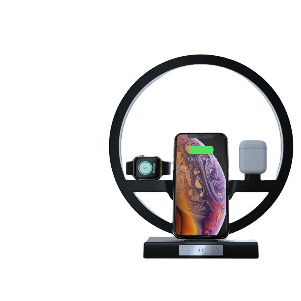 

4 in 1 Wireless Charger Bedside Lamp 30W Adapter Wireless Charger Stand for iPhonee 12 Pro 11 X Watch Fast Charger