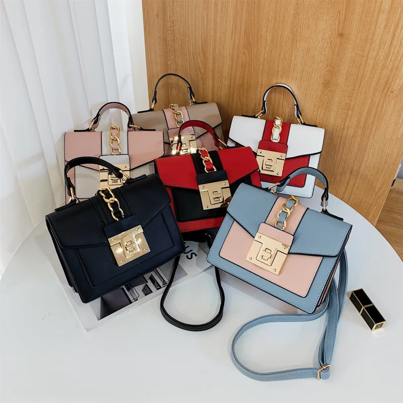 

Shoulder bag 2021 popular small square trend hit color handbag lock crossbody female bag, Customized