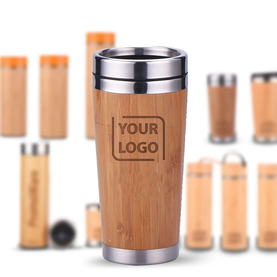 

450ml Bamboo Biodegradable Eco Friendly Thermo Travel Coffee Cup 16oz with Bamboo Shell Eco Friendly Coffee Cup