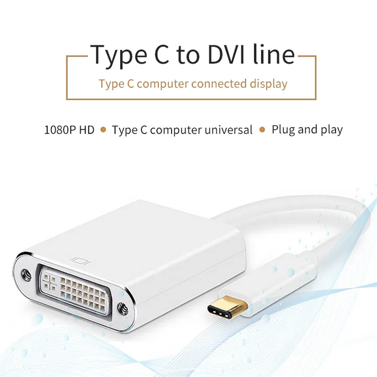 Factory sale usb type c to dvi hd converter adapter cable for macbook