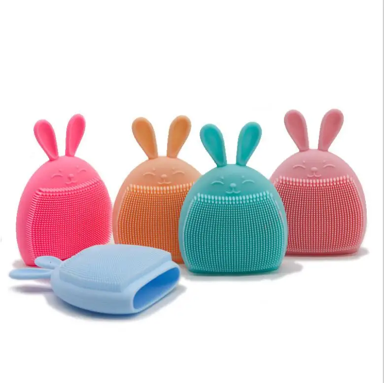 

New idea customized design Rabbit shape silicone baby shampoo brush mini facial cleansing brush