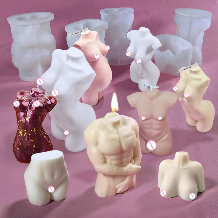 

New 3D Naked Human Body Silicone Epoxy Resin Mold Male Female Body Shape DIY Candle Mold Sculpture Aromatherapy Making Mould