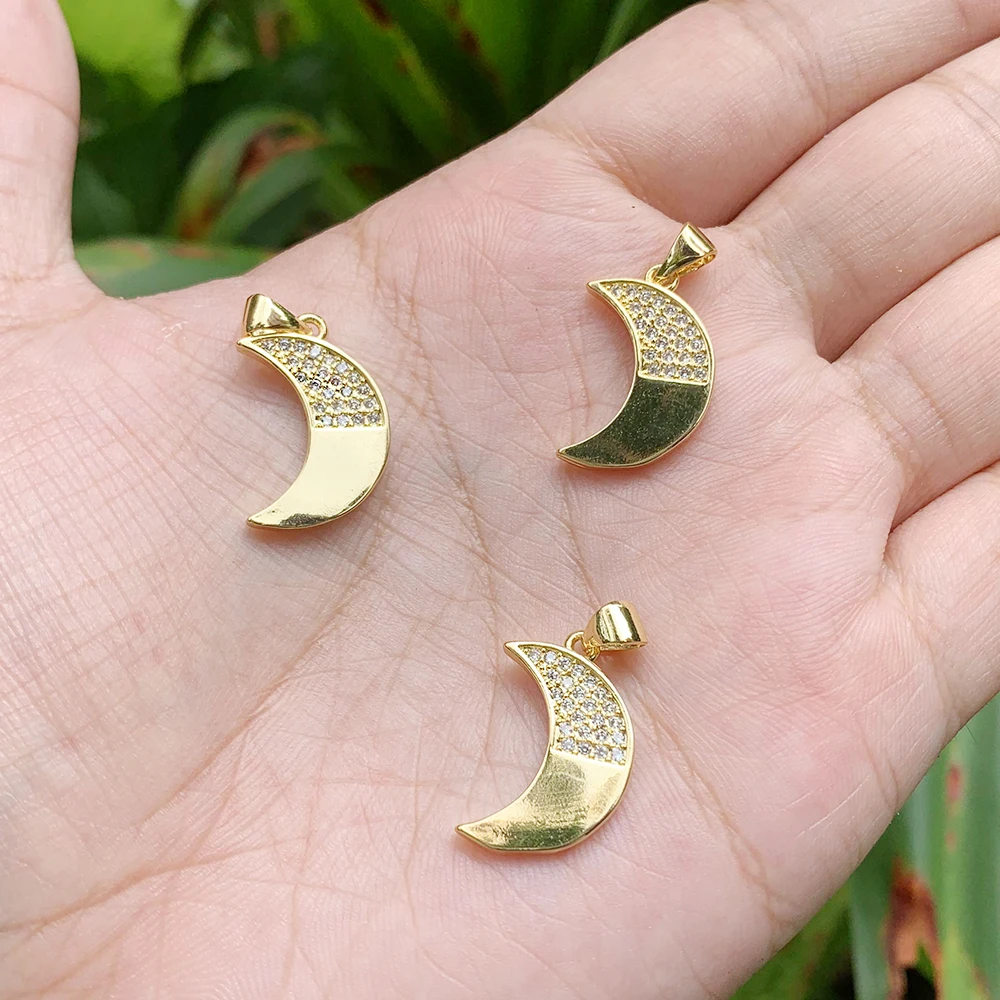 

Dainty Gold Plated Brass Moon Charm Pendant ,Jewelry pendant necklace Making Supply