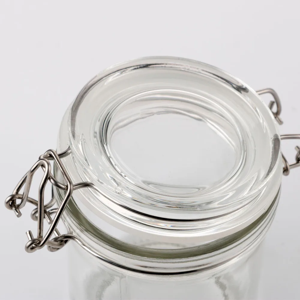 Hot Sale Transparent Airtight Round 250Ml Empty Storage Jar Kitchen Glass Self Storage Containers Glass Jars With Lids