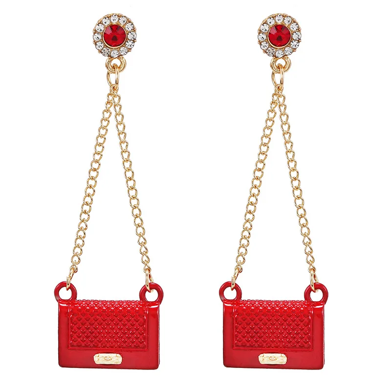 

Creative design handbag drop earrings fashion jewelry women bag crystal dangle earrings unique statement earrings (KER584), Same as the picture